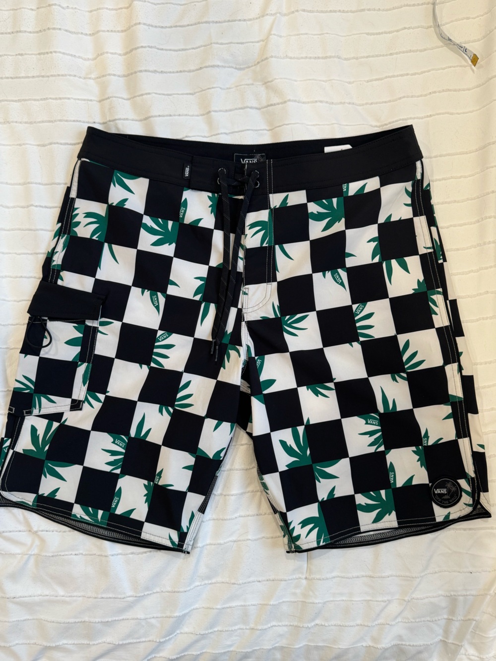 Vans Black, White & Green Checkerboard Palm Boardshorts